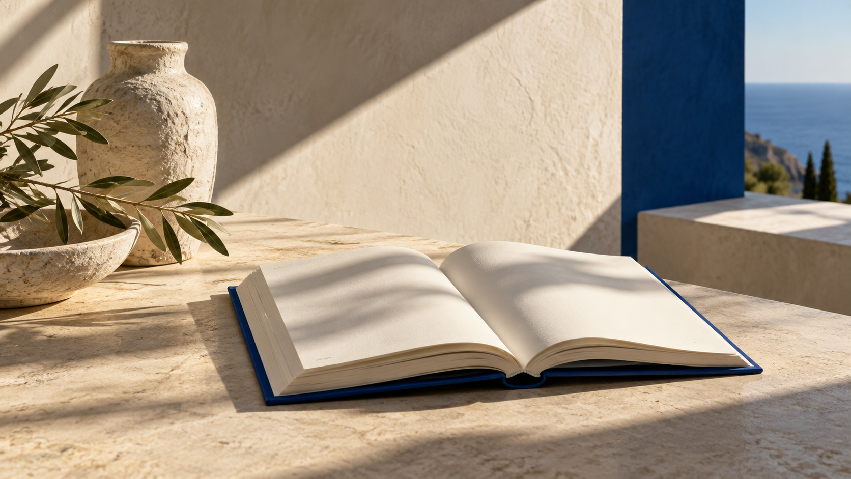 An open book in architectural light